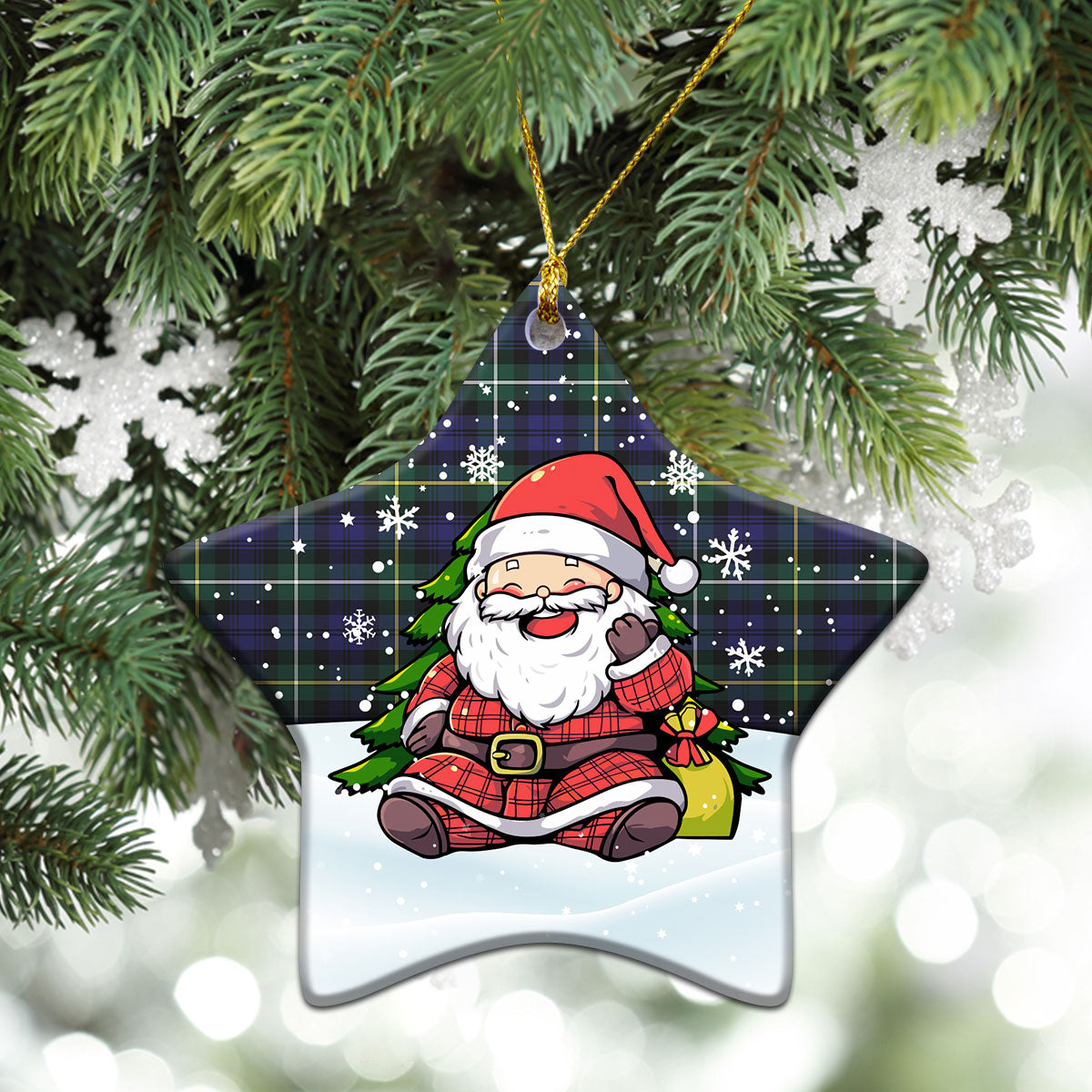 Campbell Argyll Modern Tartan Christmas Ceramic Ornament - Scottish Santa Style