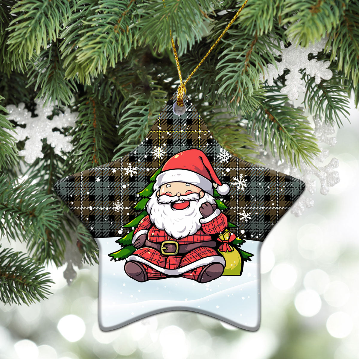 Campbell Argyll Weathered Tartan Christmas Ceramic Ornament - Scottish Santa Style