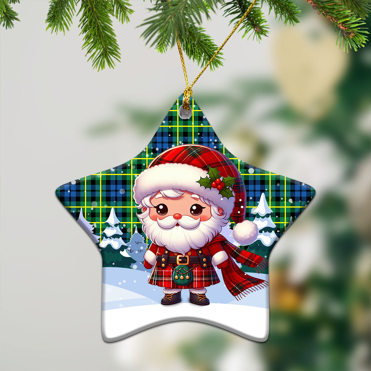 Campbell of Breadalbane Ancient Tartan Christmas Ceramic Ornament - Santa Claus In Kilt Style