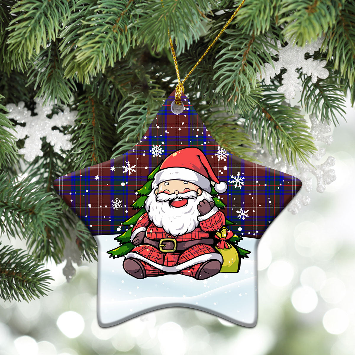 Chisholm Hunting Modern Tartan Christmas Ceramic Ornament - Scottish Santa Style