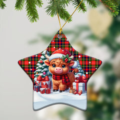 Christie Tartan Christmas Ceramic Ornament - Highland Cow Winter Style