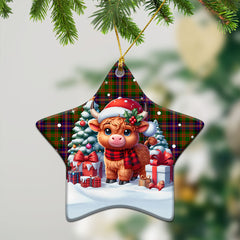 Cochrane Modern Tartan Christmas Ceramic Ornament - Highland Cow Winter Style