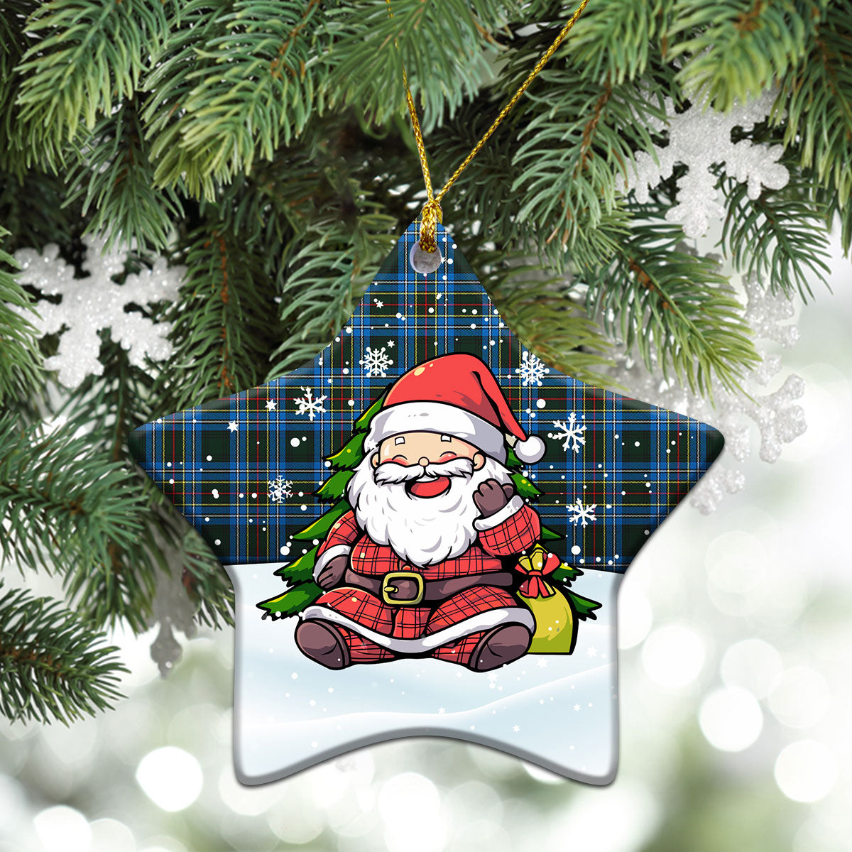 Cockburn Modern Tartan Christmas Ceramic Ornament - Scottish Santa Style