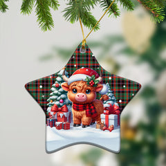 Cumming Hunting Ancient Tartan Christmas Ceramic Ornament - Highland Cow Winter Style