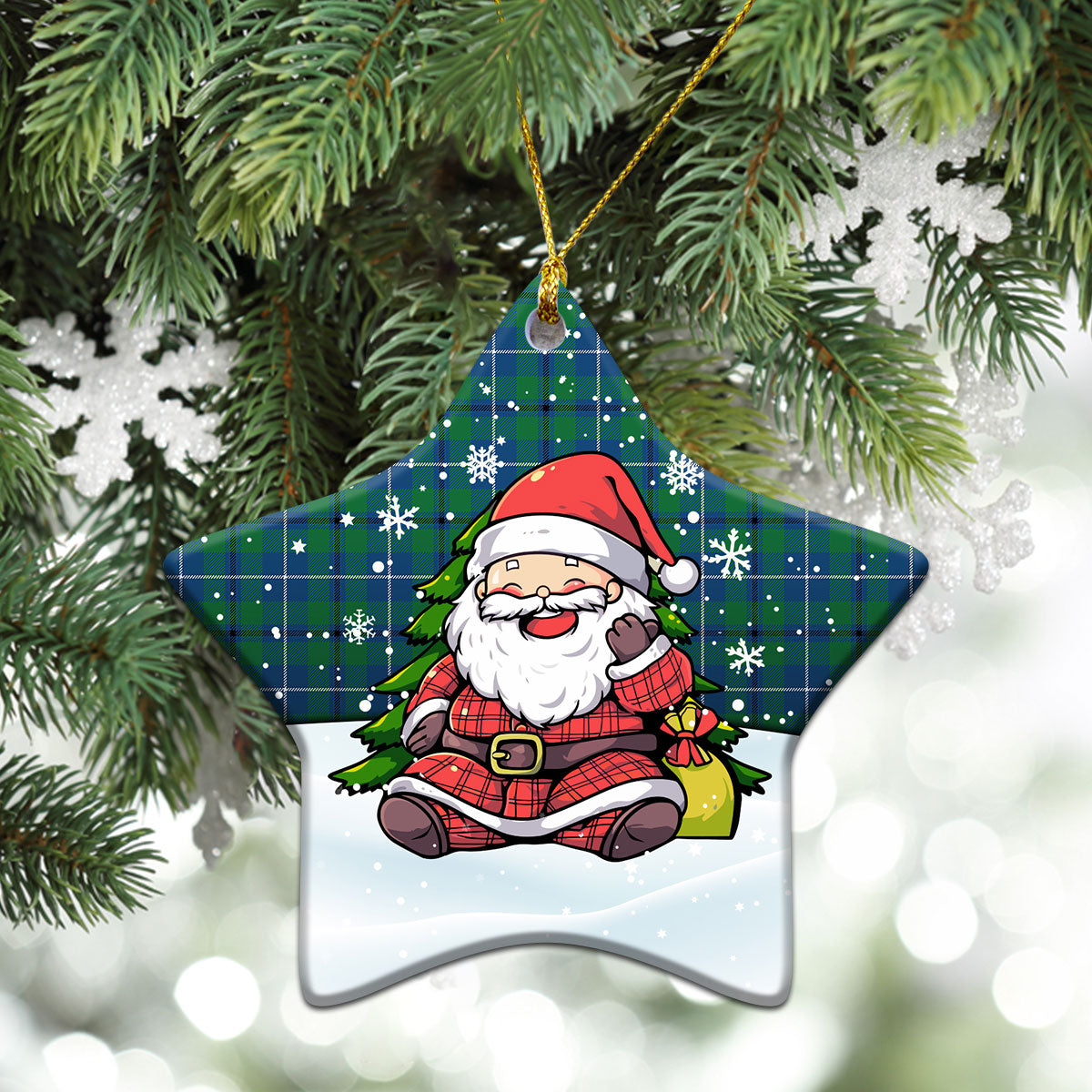 Douglas Ancient Tartan Christmas Ceramic Ornament - Scottish Santa Style