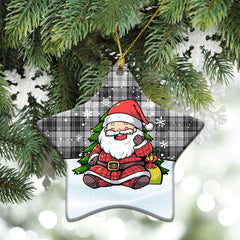 Douglas Grey Modern Tartan Christmas Ceramic Ornament - Scottish Santa Style