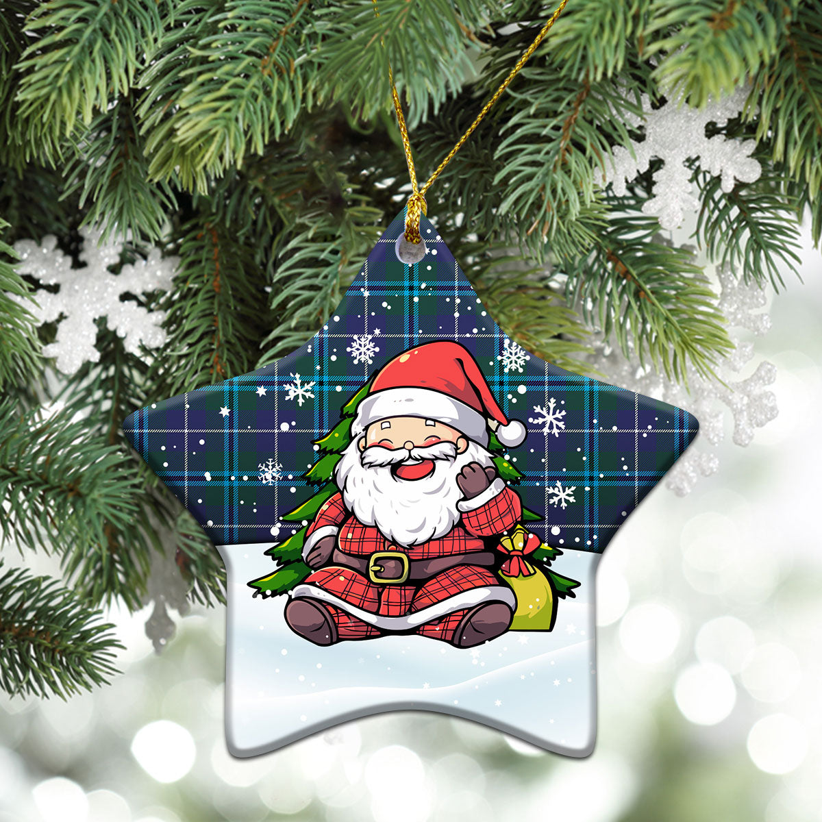 Douglas Modern Tartan Christmas Ceramic Ornament - Scottish Santa Style