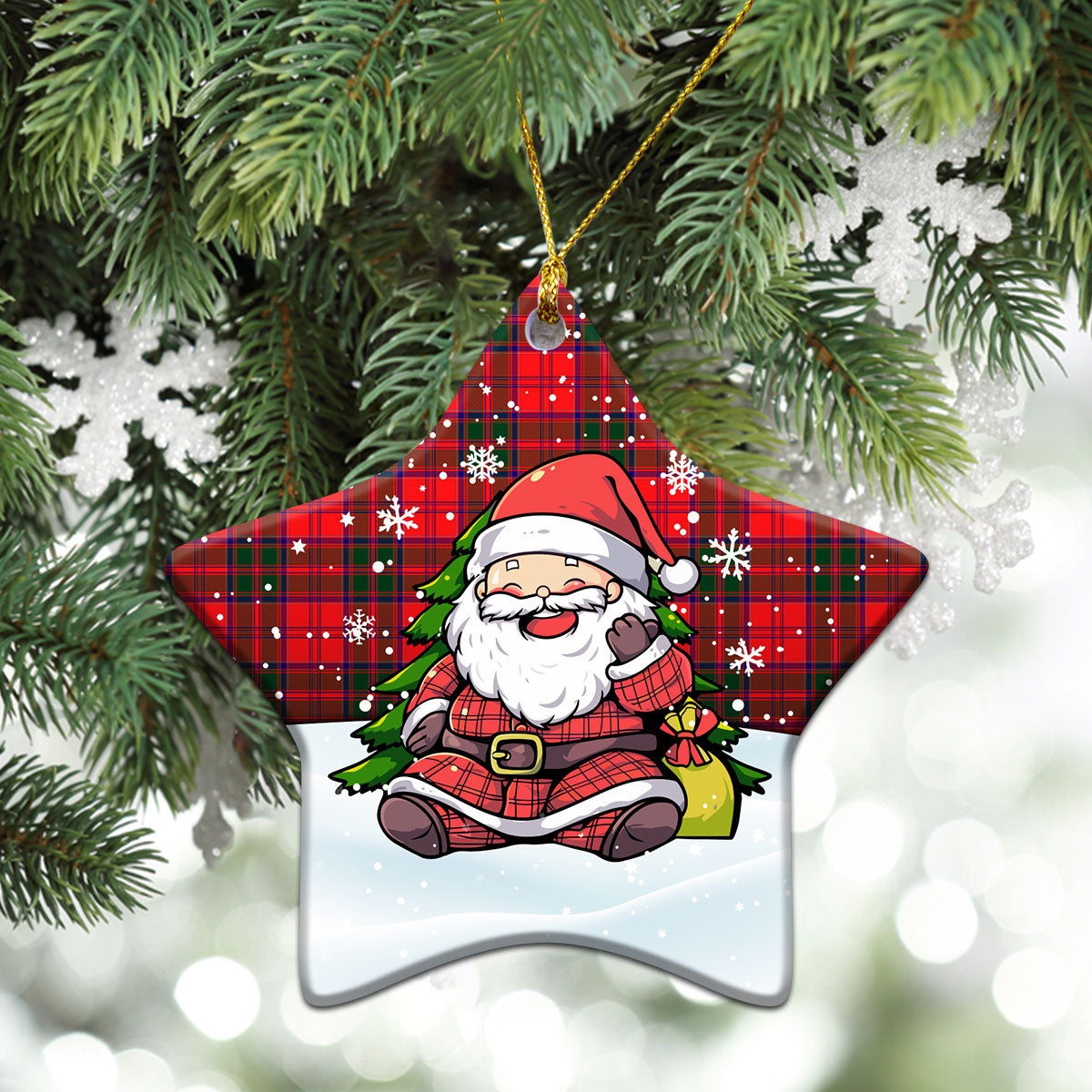 Drummond Modern Tartan Christmas Ceramic Ornament - Scottish Santa Style