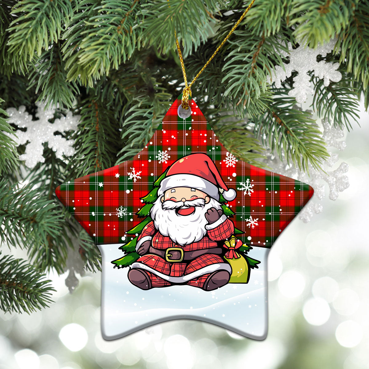 Gartshore Tartan Christmas Ceramic Ornament - Scottish Santa Style