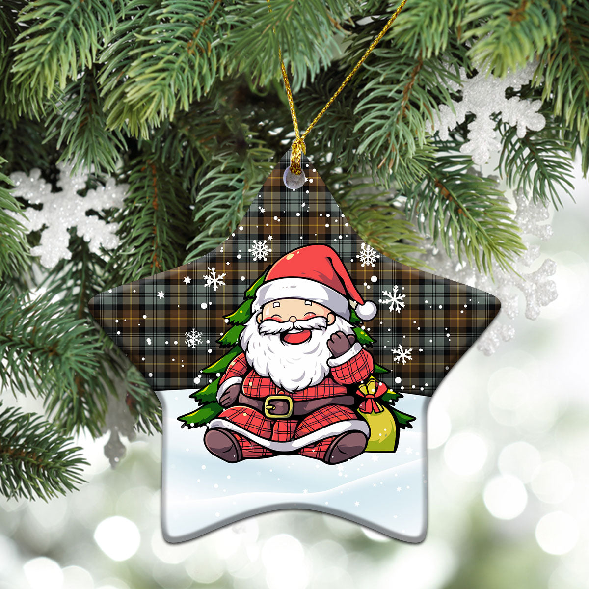 Gordon Weathered Tartan Christmas Ceramic Ornament - Scottish Santa Style