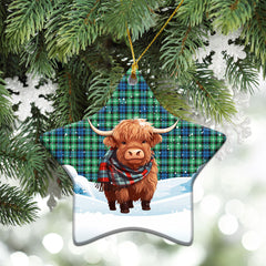 Graham of Montrose Ancient Tartan Christmas Ceramic Ornament - Highland Cows Snow Style