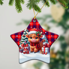 Hamilton Modern Tartan Christmas Ceramic Ornament - Highland Cow Winter Style