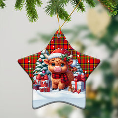 Hepburn Tartan Christmas Ceramic Ornament - Highland Cow Winter Style