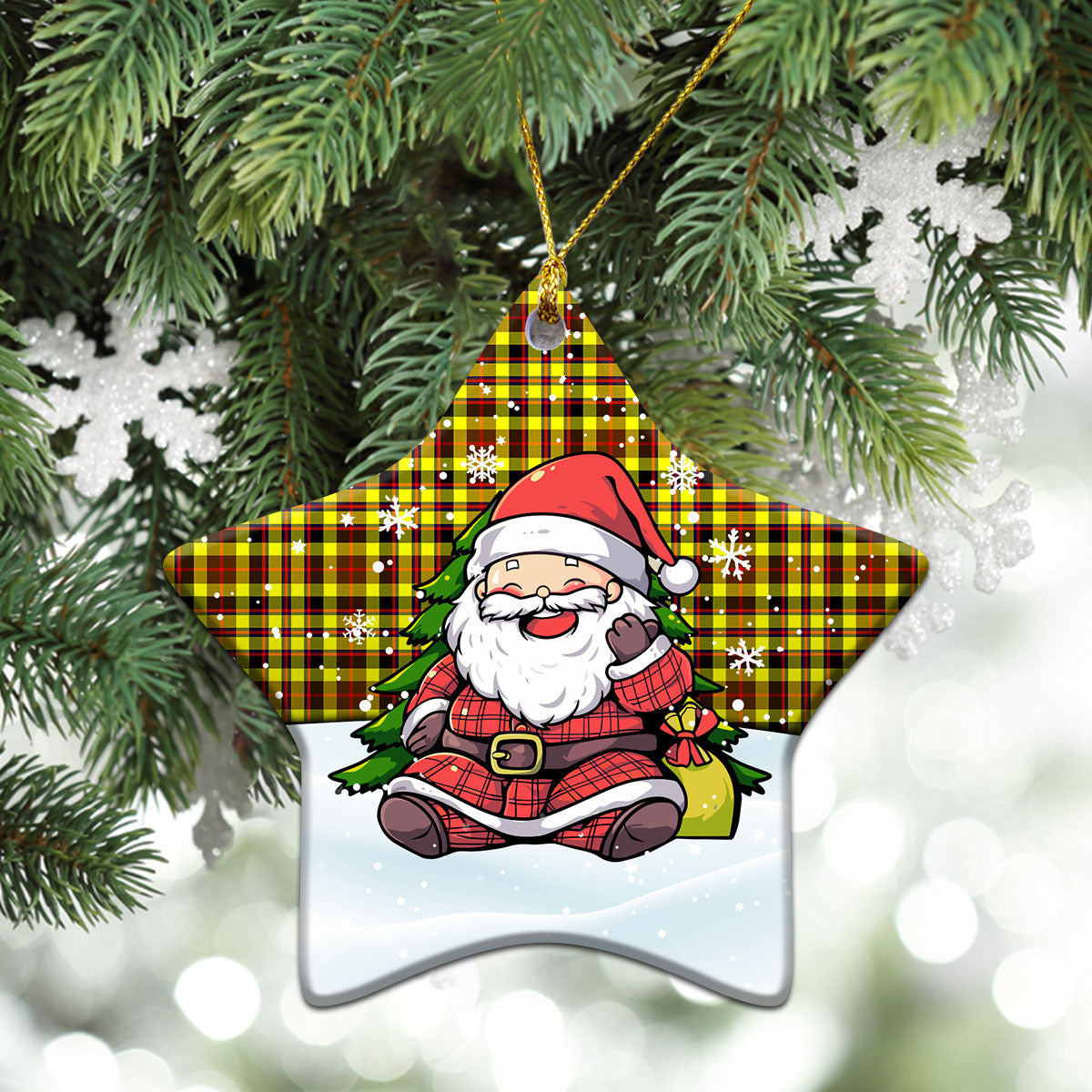 Jardine Tartan Christmas Ceramic Ornament - Scottish Santa Style