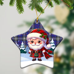 Kinnaird Tartan Christmas Ceramic Ornament - Santa Claus In Kilt Style