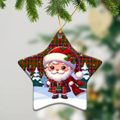 Kinninmont Tartan Christmas Ceramic Ornament - Santa Claus In Kilt Style