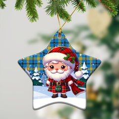 Laing Tartan Christmas Ceramic Ornament - Santa Claus In Kilt Style