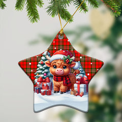 Langlands Tartan Christmas Ceramic Ornament - Highland Cow Winter Style