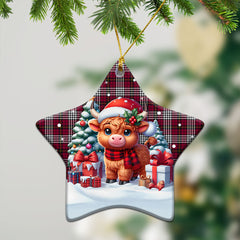 Little Tartan Christmas Ceramic Ornament - Highland Cow Winter Style