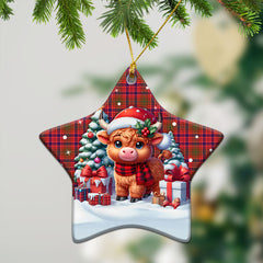 Lumsden Modern Tartan Christmas Ceramic Ornament - Highland Cow Winter Style