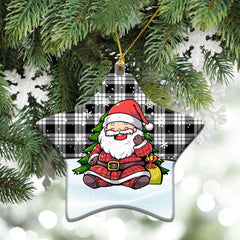 MacFarlane Black _ White Tartan Christmas Ceramic Ornament - Scottish Santa Style