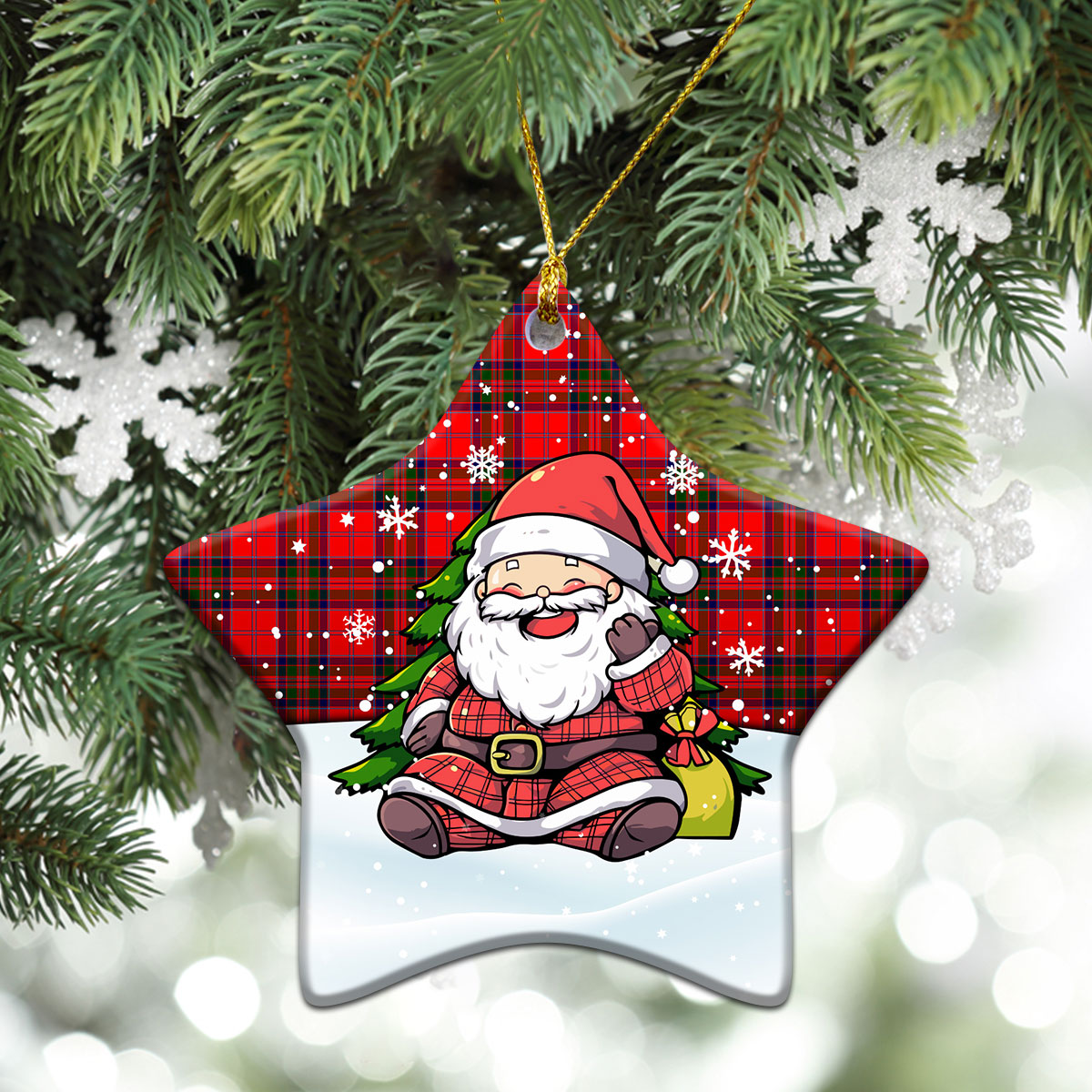 MacGillivray Modern Tartan Christmas Ceramic Ornament - Scottish Santa Style