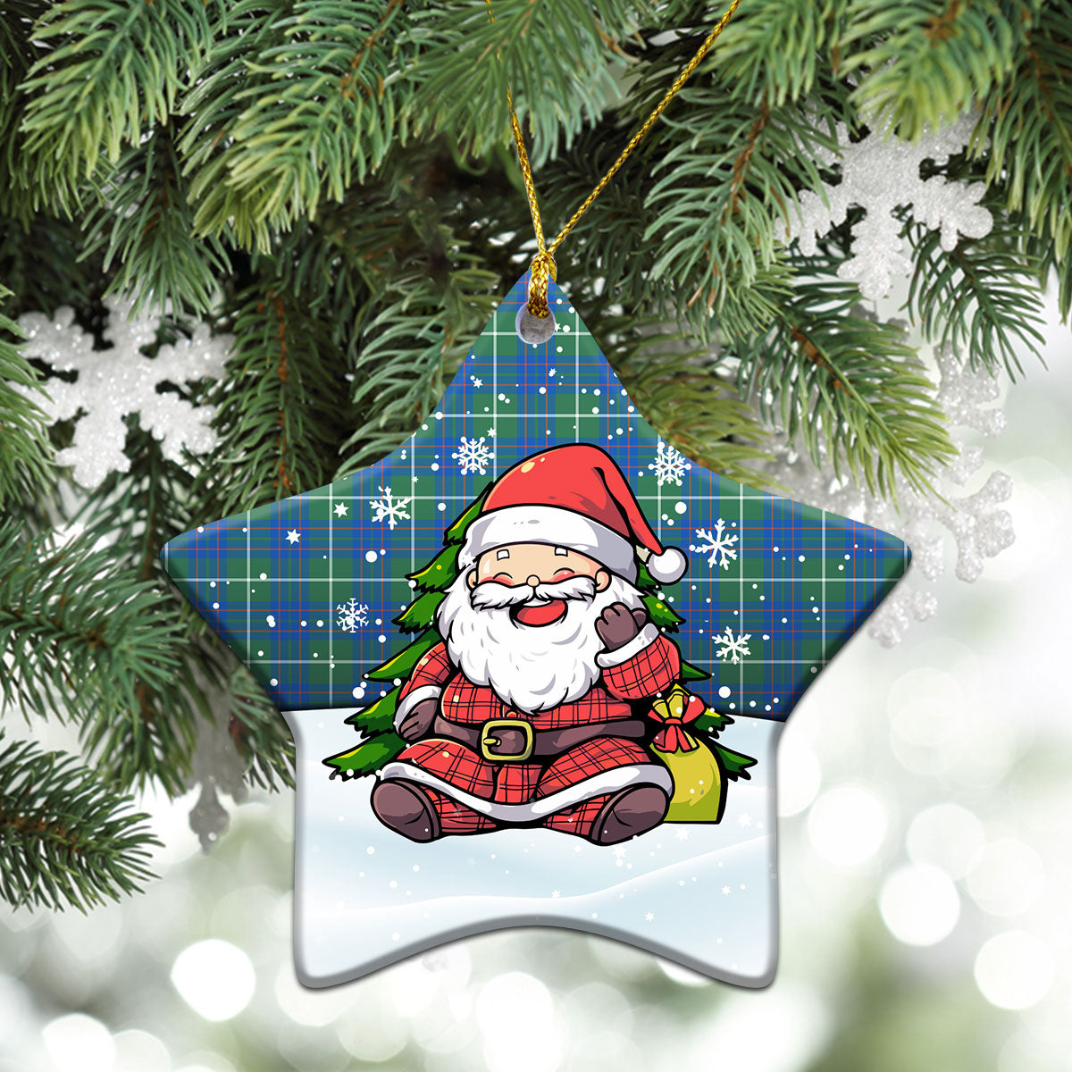 MacIntyre Hunting Ancient Tartan Christmas Ceramic Ornament - Scottish Santa Style