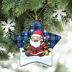 MacKay Blue Tartan Christmas Ceramic Ornament - Scottish Santa Style