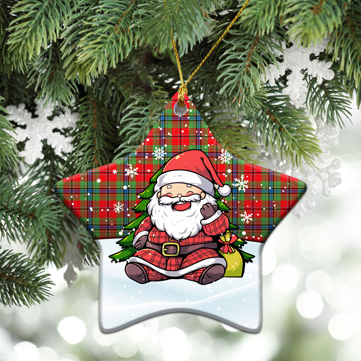 MacLean of Duart Modern Tartan Christmas Ceramic Ornament - Scottish Santa Style