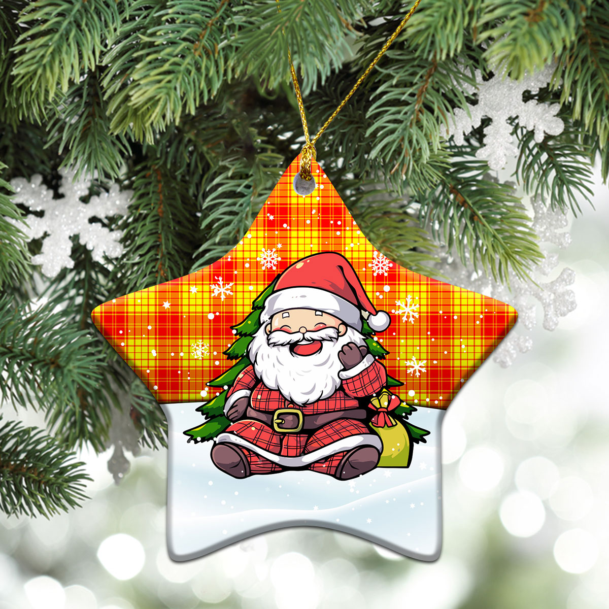 MacMillan Clan Tartan Christmas Ceramic Ornament - Scottish Santa Style