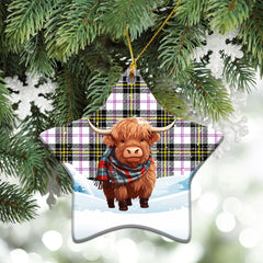 MacPherson Dress Modern Tartan Christmas Ceramic Ornament - Highland Cows Snow Style