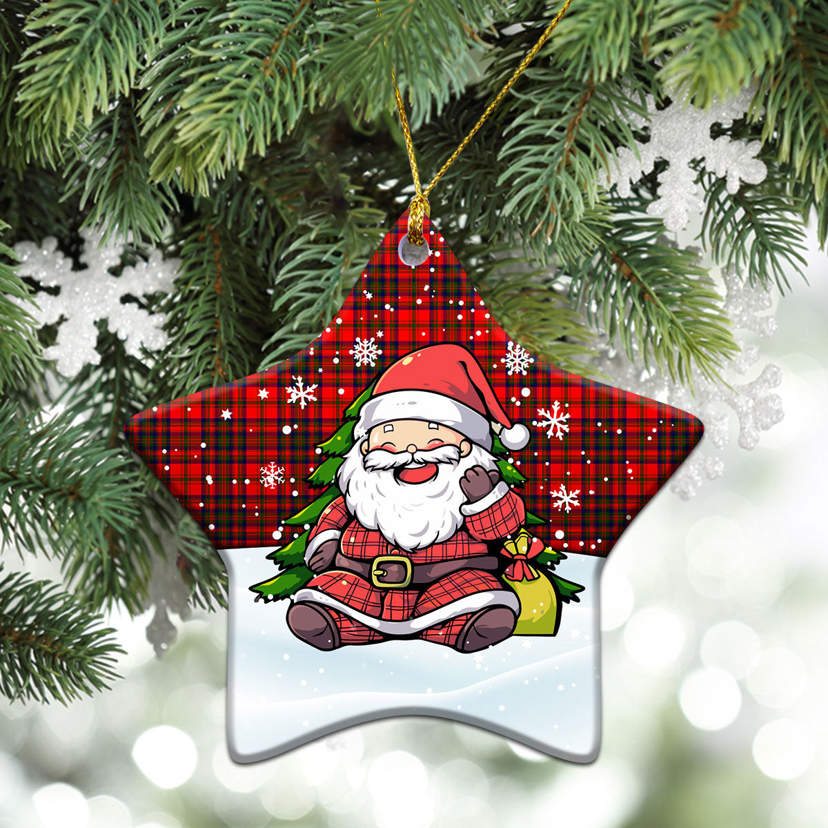 Matheson Modern Tartan Christmas Ceramic Ornament - Scottish Santa Style