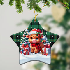 McArthur Ancient Tartan Christmas Ceramic Ornament - Highland Cow Winter Style