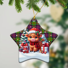 McDonald (Clan Ranald) Tartan Christmas Ceramic Ornament - Highland Cow Winter Style