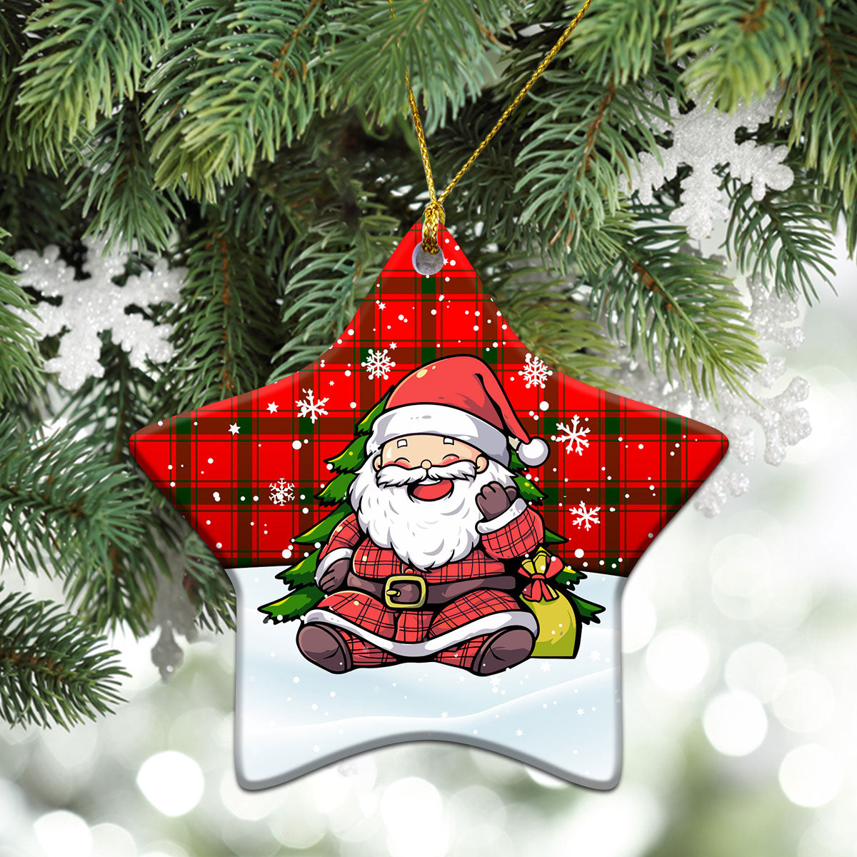 McDonald of Sleat Tartan Christmas Ceramic Ornament - Scottish Santa Style