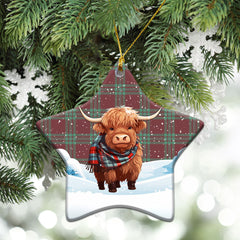 McGregor Hunting Ancient Tartan Christmas Ceramic Ornament - Highland Cows Snow Style