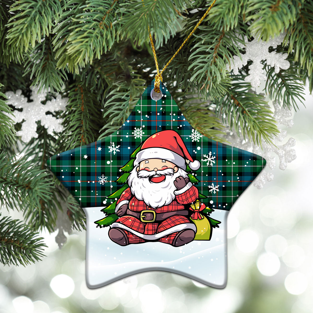 McKenzie Ancient Tartan Christmas Ceramic Ornament - Scottish Santa Style