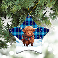 McKerrell Tartan Christmas Ceramic Ornament - Highland Cows Snow Style