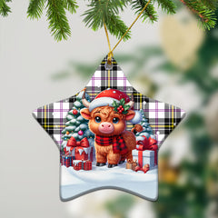 McPherson Dress Modern Tartan Christmas Ceramic Ornament - Highland Cow Winter Style