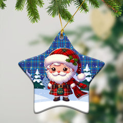 Mercer Modern Tartan Christmas Ceramic Ornament - Santa Claus In Kilt Style