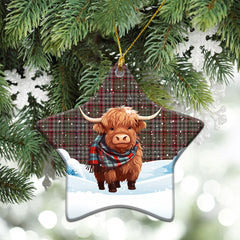 Nicolson Hunting Weathered Tartan Christmas Ceramic Ornament - Highland Cows Snow Style