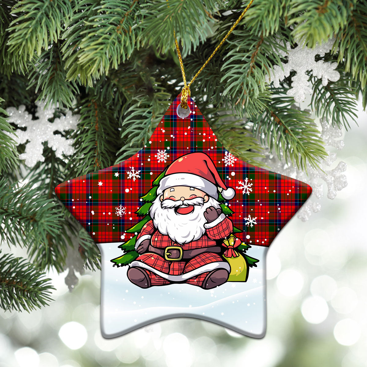 Nicolson Modern Tartan Christmas Ceramic Ornament - Scottish Santa Style