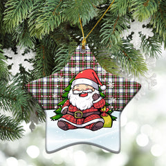 Stewart Dress Modern Tartan Christmas Ceramic Ornament - Scottish Santa Style