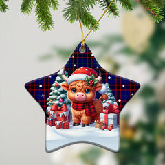 Wedderburn Tartan Christmas Ceramic Ornament - Highland Cow Winter Style