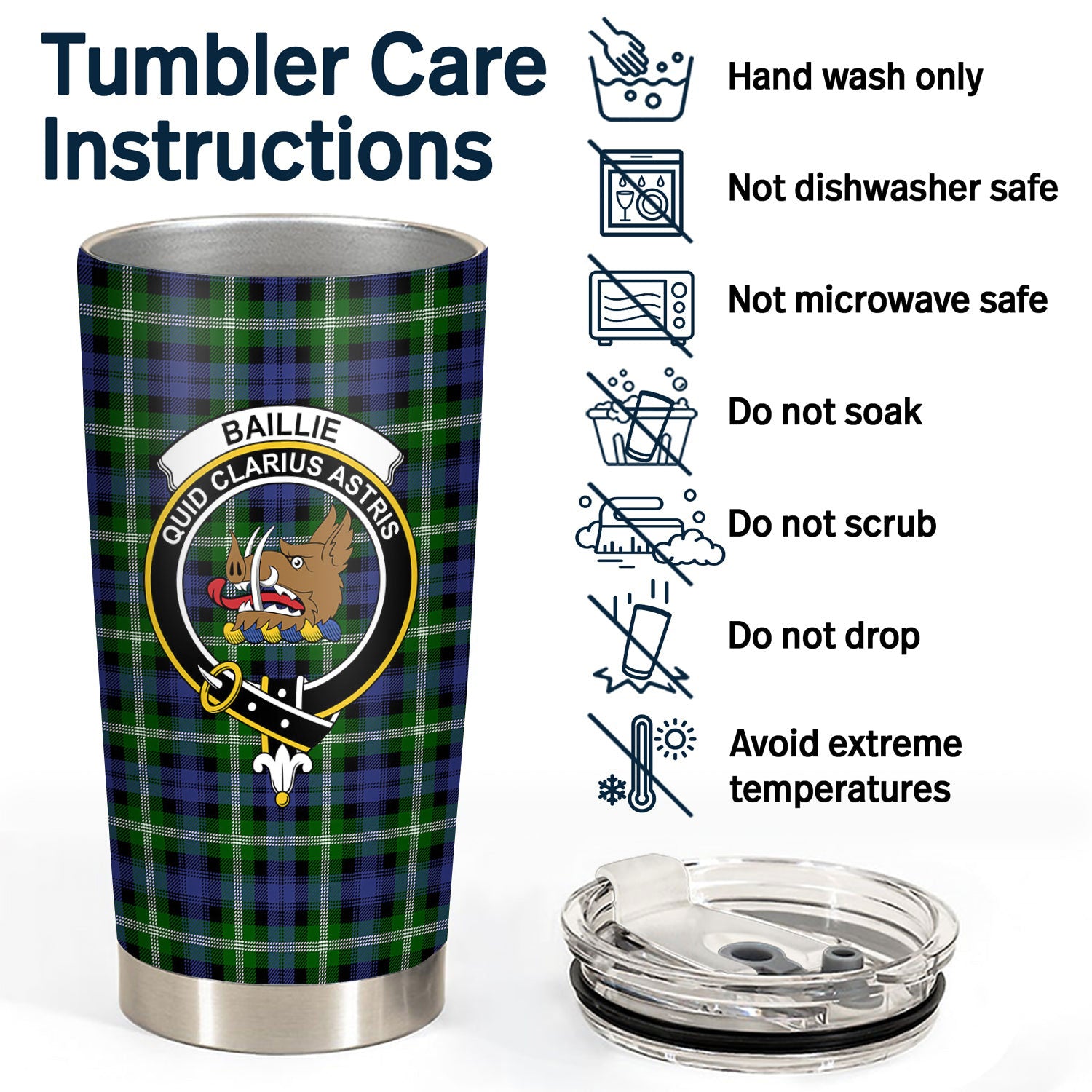 Baillie Modern Tartan Crest Tumbler