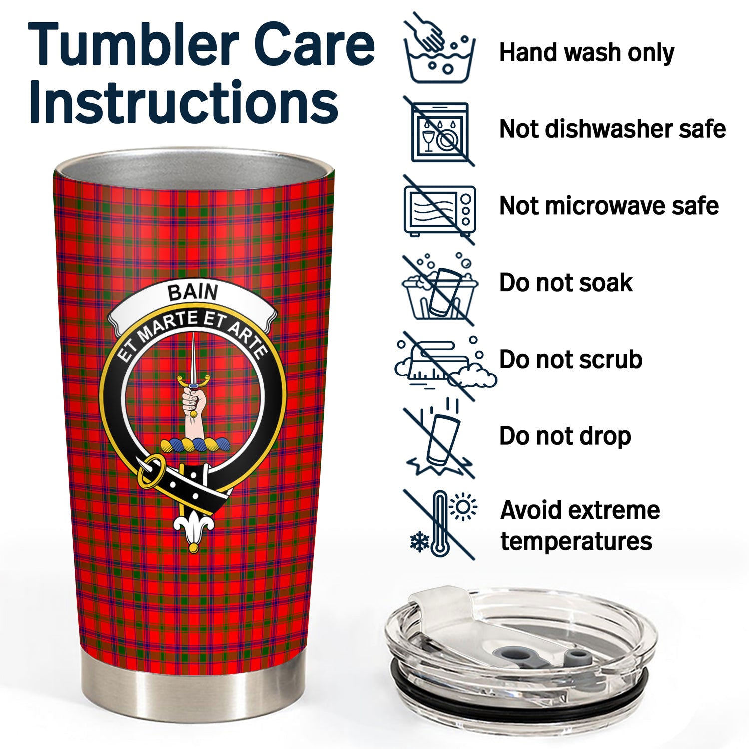 Bain Tartan Crest Tumbler