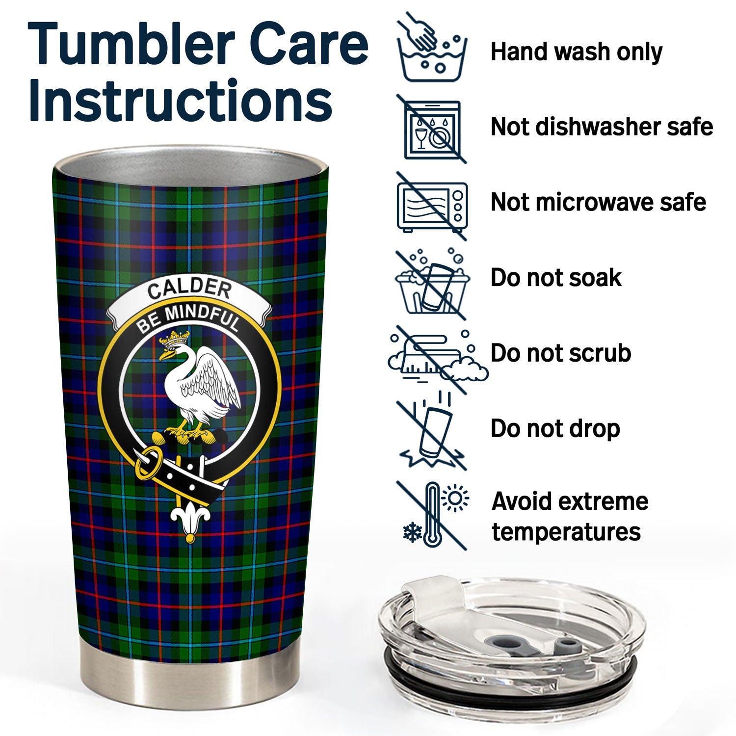 Calder (Calder-Campbell) Tartan Crest Tumbler