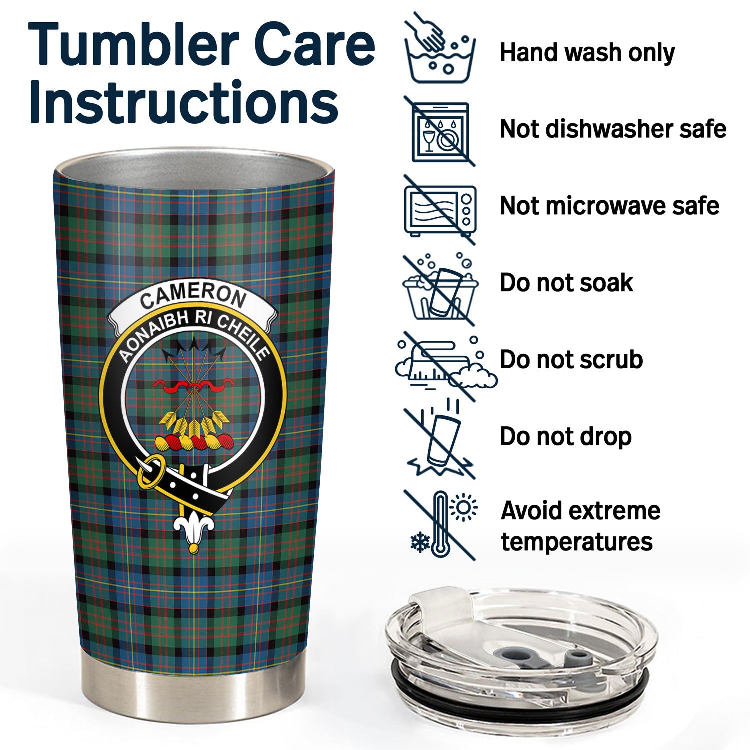 Cameron of Erracht Ancient Tartan Crest Tumbler