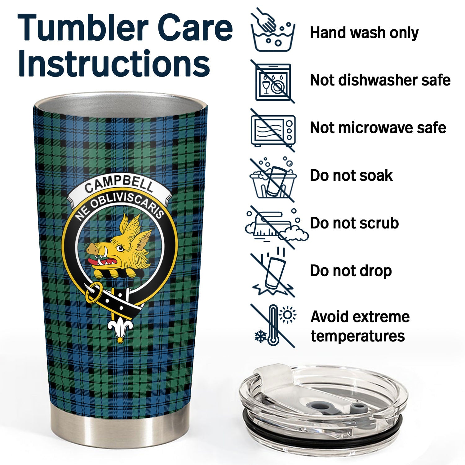 Campbell Ancient 02 Tartan Crest Tumbler