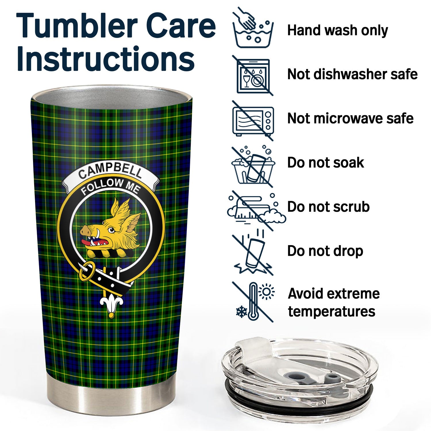 Campbell of Breadalbane Modern Tartan Crest Tumbler